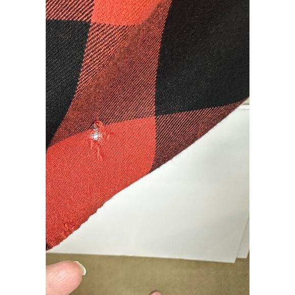 1X Plaid Flannel Shirt Bundle Red Black Check Lace Up Grunge Tops Plus retro - Picture 10 of 10